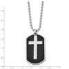 Chisel Stainless Steel Polished Black IP-plated 2 Piece Cross Dog Tag on a 24" Ball Chain Necklace - 4 of 4