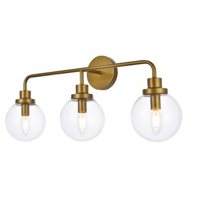 Hanson 3-Light Brass and Clear Glass Wall Sconce