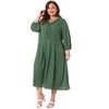 Agnes Orinda Women's Plus Size Long Sleeve V-Neck Sweetheart Print Midi Ruffle Tunic Dresses - 3 of 4