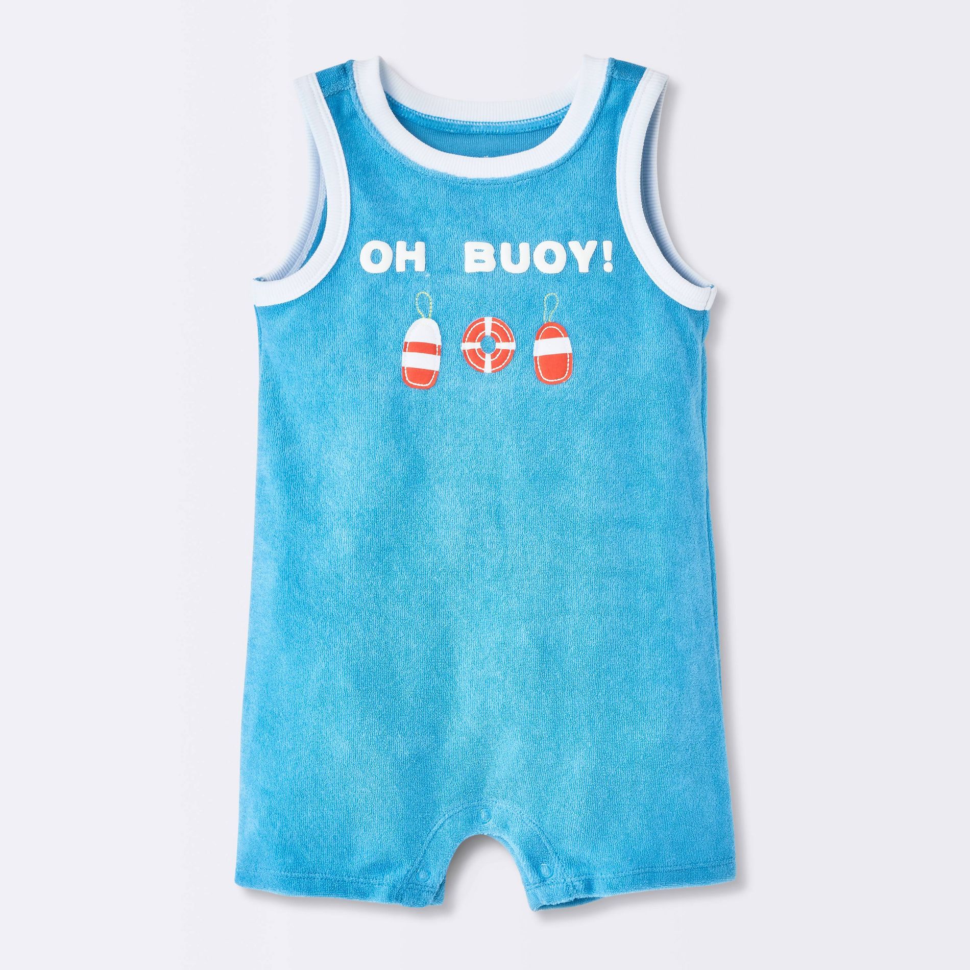Baby Boys' Oh Buoy Terry Sleeveless Romper - Cloud Island™ Blue
