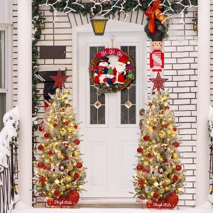 4.5 Ft Pre-Lit Christmas Tree, Snow Flocked Christmas Tree with 200 Warm White Led Lights, 8 Lighting Modes - 1 of 4