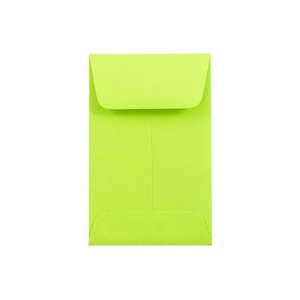 JAM Paper #1 Coin Business Colored Envelopes 2.25 x 3.5 Ultra Lime Green 100/Pack (352827826F) - 1 of 4