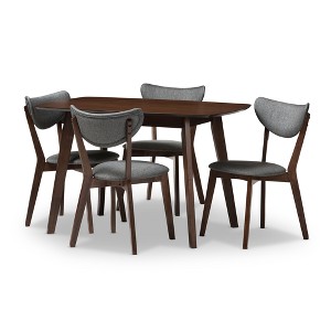5pc Hadrea Mid Century Modern Dining Set with Foam Padded Chairs - Baxton Studio - 1 of 4