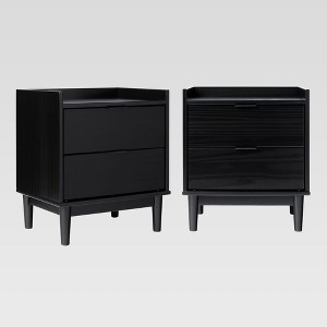 Saracina Home 2pc MidCentury Modern Solid Wood 2 Drawer Nightstand - 1 of 4