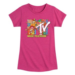 Girls' - MTV - Logo Retro Collage Fitted Short Sleeve Graphic T-Shirt - 1 of 3
