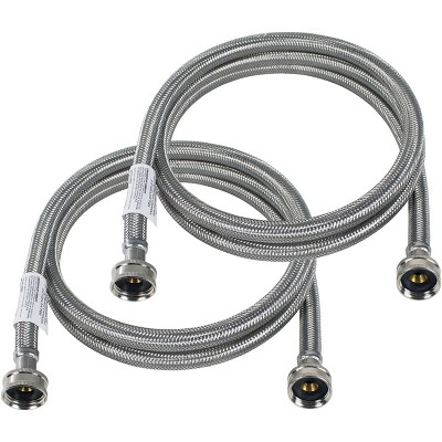 Certified 4ft Braided Stainless Steel Washing Machine Hoses, 2-Pack