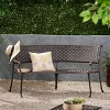 Sebastian Cast Aluminum Patio Sector Bench: Curved Loveseat, Garden Seating - Christopher Knight Home - 2 of 4