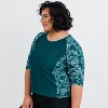 Calypsa Women's Plus Size Loose Fit 3/4 Sleeve Rash Guard UPF 50+ Margaux Swim Top - 3 of 3