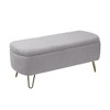 Storage Ottoman Bench, Storage Bench With Safety Hinge, Metal Feet Faux Fur Upholstered Storage Bench - 2 of 4