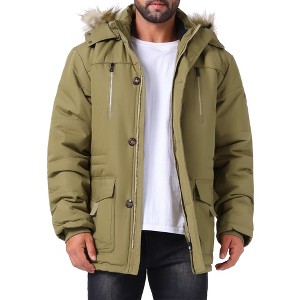 INSPIRE CHIC Men's Winter Warm Coat Fleece Lined Thicken Hooded Parka Jacket - 1 of 4