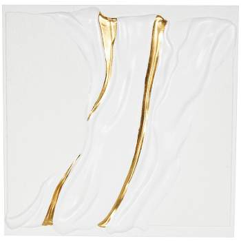 Olivia & May 37"x37" Metal Abstract Dimensional Textured Wavy Wall Decor with Curved Gold Accents White