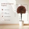 poetree 24" Faux Cypress – Fall Artificial Topiary Ball Tree with Ground Spike for Indoor & Outdoor Décor - 2 of 4