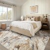 Acekool 5x7 Modern Abstract Area Rug, Machine Washable, Non-Slip, Faux Wool Soft Low Pile Carpet for Living Room, Bedroom, Blue - 3 of 4
