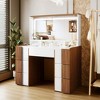 TIRAMISUBEST Elegant Vanity Table Vanity Desk with Large Lighted Mirror & Power Outlet, Dressing Table with 7 Drawers & Shelves - 2 of 4