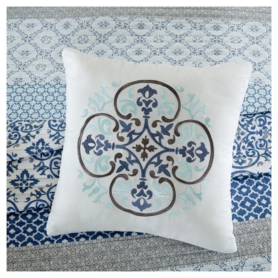 Blue Geometric Reversible Cotton Full Quilt Set