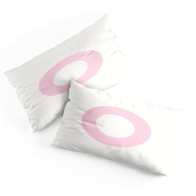 Deny Designs King April Lane Art Block Pink Monogram O Microfiber Printed Pillow Sham