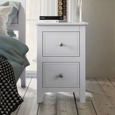 NicBex Nightstand with 2 Drawers,Bedside Table with Wood Legs and Metal Rails,Modern Side Table for Bedroom,Living Room,Brown/White
