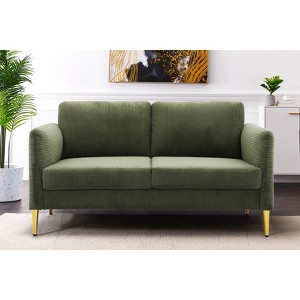 Okak Modern Plush Upholstered Corduroy Loveseat with Solid Wood Frame,Compact Sofa Couch for Living Room,Apartment - 1 of 4