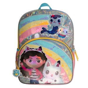 Gabbys Dollhouse 16 Backpack, Girls Iridescent Rainbow School Bag With Floating Confetti, Pink - 1 of 4