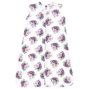 Hudson Baby Infant Girl Cotton Sleeveless Wearable Sleeping Bag, Sack, Blanket, Blush Navy Floral - 1 of 2