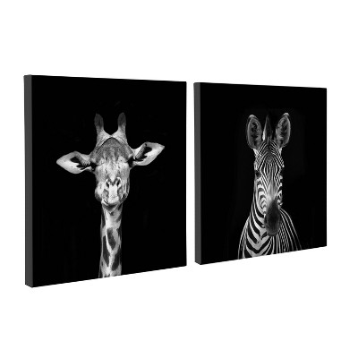 (Set of 2) 20" x 20" Minimalist Animal Portrait by The Creative Bunch Studio Black Unframed Wall Canvas - Kate & Laurel All Things Decor