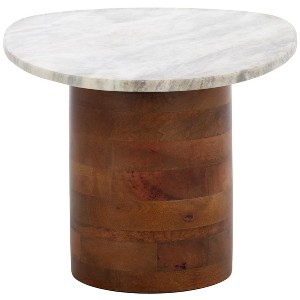 Mono Large Marble Side Table - ACC2906A - Off White Marble/Walnut - Safavieh - 1 of 4