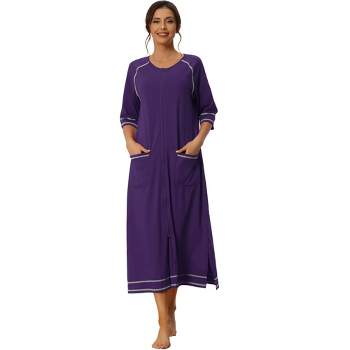 Womens Cotton Rib-Knit Zip-Front Robe