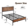 Rustic Queen Bed Frame with Headboard, Metal Platform, No Box Spring Needed, Sturdy, Under-Bed Storage, Rustic Wood Finish, Queen - 2 of 4
