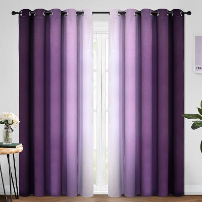 Yakamok Greyish White and Purple Ombre Curtains(52x84 Inch, 2 Panels)