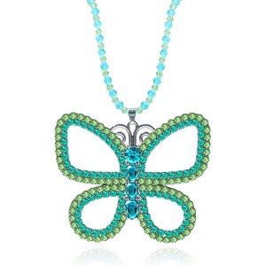 Big Green Butterfly Choker Necklace - Sparkly Green Butterfly Pendant Necklace for Women Halloween Christmas Jewelry Gift - 1 of 4
