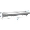 Stainless Steel Shelf, Multi-Purpose Metal Wall Mounted Shelf with 2 Stainless Steel Backplates and 7 Hooks, Kitchen, Warehouse - 3 of 4
