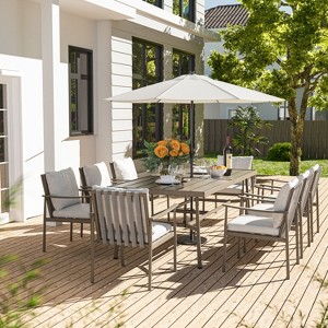 HAPPATIO Patio Outdoor Dining Set, Aluminum Patio Dining Set Includes 1 Outdoor Dining Table with Umbrella Hole and Dining Chairs for Lawn, Porch. - 1 of 4