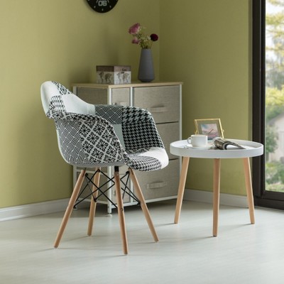 Gray Fabric Armchair with Beech Wood Legs, Set of 2