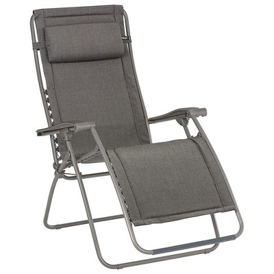 Lafuma RSX Clip Sunbrella Outdoor Zero Gravity Steel Folding Recliner Chair for Camping, Backyards, Patio, Lawn, and Garden, Slate