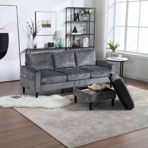 NicBex 3-Seater Chenille Sofa Couch with Removable Storage Ottoman & Cup Holders,Upholstered Sleeper Sofa for Living Room,Bedroom - 1 of 4
