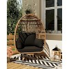360° Swivel Patio Egg Chair Outdoor - Wicker Swivel Egg Chair Oversized Patio Lounge Chairs with Cushions, Metal Frame Stand, Black - 4 of 4