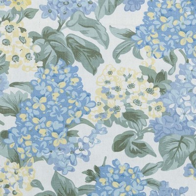 Hydrangea Blue Cotton Rod Pocket Window Valance