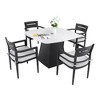Christopher Knight Home Patio Elsie 5 Piece Aluminum and Sintered Stone Dining Set with Sunbrella Cushions - 2 of 4
