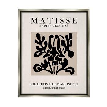 Stupell Industries Abstract Contemporary Black Floral Design Matisse Typography