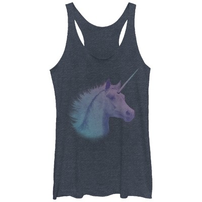 Women's Lost Gods Lucky Unicorn Racerback Tank Top - Navy Blue Heather ...