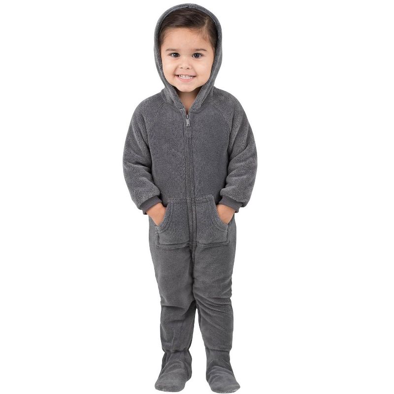 Footed Pajamas - Howling Moon Infant Hoodie Chenille Onesie, 1 of 4