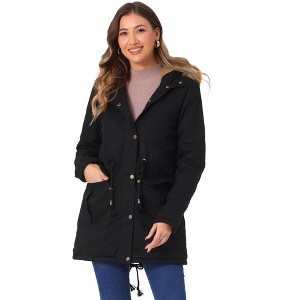 INSPIRE CHIC Women's Winter Coats Windproof Flap Pockets Long Puffer Parka Barn Jackets with Faux Fur Hood - 1 of 4