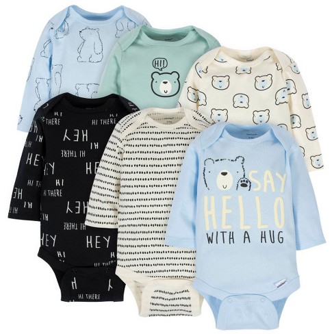 Gerber Baby Boys' Long Sleeve Onesies Bodysuits - Bear - Preemie - 6-pack :  Target