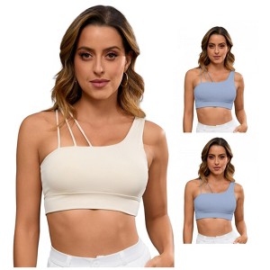 INSPIRE CHIC 3 Packs Women's Yoga Bra Workout Tops for Women Thin Straps Asymmetrical Sports Bra - 1 of 4