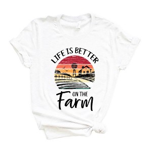 Simply Sage Market Women's Life Is Better On The Farm Sunset Short Sleeve Graphic Tee - 1 of 2