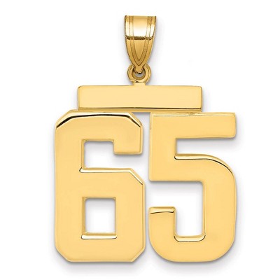 Black Bow Jewelry 14k Yellow Gold, Athletic Collection, Large Polished Number 65 Pendant