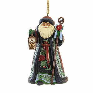 Jim Shore 4.5 Inch Santa With Cane Holiday Manor Heartwood Creek Tree Ornaments - 1 of 3