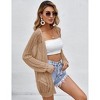 Women's Lightweight Crochet Cardigan Cover Up with Open Front and Long Sleeve for Summer 2024,Khaki - S - 4 of 4
