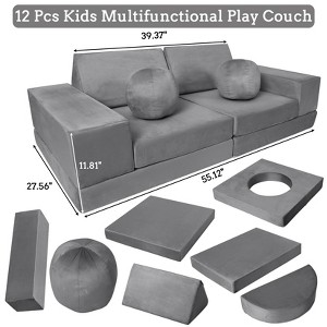Kids Couch, 12 Pcs Kids Sofa, Toddler Sofa Moudlar Kids Play Couch, Sectional Sofa Convertible Foam Couch - 1 of 4