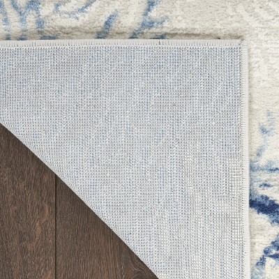 Pompeii Blue and Ivory Synthetic Easy Care Rug 27" x 4.7"